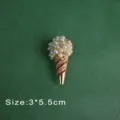 Macro view of vintage baroque ice cream brooch with pearls and red rhinestones - Ice Cream Shape Style (B14)