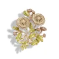Elegant vintage enamel floral brooch with daisy and rose design in a gold finish - Yellow Sunflower Bow Bouquet (BH02)