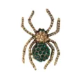 Vintage creative insect spider brooch with green rhinestones and antique gold finish for outfits - Emerald Green Spider Style (SP01)