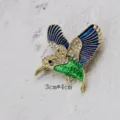 Vintage green enamel hummingbird bird brooch pin with clear rhinestones jewelry - Agile Hummingbird Deep Blue Green Style (BK03)