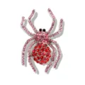 Vintage insect spider brooch with pink and red rhinestones on silver-tone alloy base. - Pink Red Gradient Style (SP05)