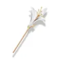 Elegant white lily enamel brooch pin with golden stem for women's fashion jewelry - White Enamel Lily (BH10)