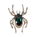 Vintage bronze spider brooch with a large emerald green crystal centerpiece - Deep Green Main Stone Style (SP07)