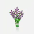Elegant vintage bouquet brooch with purple crystals and green enamel leaves for suits - Purple Crystal Cluster