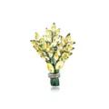 Elegant vintage style flower bouquet brooch with yellow crystals and green enamel stems - Yellow Marquise Crystal Flower