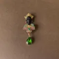 Vintage Baroque brooch with colorful rhinestones and green teardrop crystal - Queen Portrait Teardrop Style (Style 7)