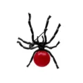 Exquisite vintage spider brooch featuring a black alloy body and vibrant red pearl abdomen - Red Black Contrast Style (SP10)