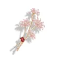 Elegant pink daisy enamel flower brooch with small ladybug detail in gold finish. - Pink Daisy and Ladybug (BH15)