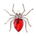 Elegant vintage spider brooch featuring a large red teardrop crystal in rose gold finish - Rose Gold Red Gem Style (SP15)