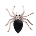 Vintage gold spider brooch featuring a large black faceted gemstone and sparkly rhinestones - Gold Black Gem Style (SP19)