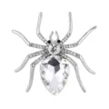 Elegant spider brooch with large teardrop crystal and pave rhinestones - Silver Clear Gem Style (SP20)