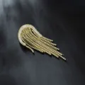 Elegant vintage gold tassel brooch with sparkling crystals for suit blazer decoration - Gold Long Tassel Badge Style