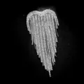 Elegant crystal fringe heart brooch with sparkling rhinestone tassels for suit jackets - Silver Heart Tassel Pendant