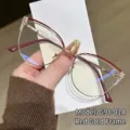 Eleganti occhiali anti luce blu gatto con montatura in metallo rosso oro e strass - Lente Fotocromatica Anti-Luce Blu / Montatura Rosso Oro