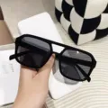 Chic oversized square black sunglasses with lightweight TR frame for women's UV protection - Black Frame Grey Lens