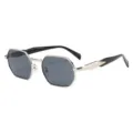 Gafas de sol vintage para mujer con montura de metal en forma de rombo protección UV - Marco Plateado Lente Gris (908)