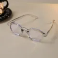 Moderne transparente Brille mit polygonalem Rahmen und Blaulichtfilter für stilvollen Alltag. - Transparent Grau Rahmen Blaulichtfilter