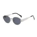 Stylish retro round metal sunglasses featuring a silver frame and dark grey lenses - Silver Frame Grey Lens (8822)