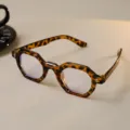 Retro-Brille mit polygonalem Rahmen und Schildpattmuster gegen blaues Licht für Alltag - Schildpatt-Rahmen Blaulichtschutz