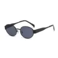 Gafas de sol retro redondas de metal negro con lentes polarizadas para protección solar - Marco Negro Lente Gris (8822)