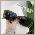 Modische quadratische Sonnenbrille, transparenter grüner Rahmen mit grauen Gläsern - Sonnenbrille / Durchscheinender grüner Rahmen Graues Glas