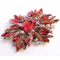 Elegant luxury red crystal flower brooch pin for women's suits and evening coats - Red Vintage Floral (13)