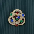 Vintage baroque palace style gold brooch with colorful gemstones and rhinestones - Style 9