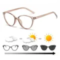 Vista detallada de lentes fotocromáticas que cambian de claras a oscuras con el sol - Gafas de Sol Fotocromáticas Montura Leonada