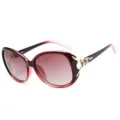 Elegante bordeauxrode oversized zonnebril met een stijlvol vossenkopdetail op de pootjes - Rood Frame