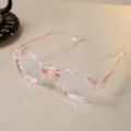 Stylische polygonale Brille mit dickem Rahmen und Blaulichtfilter in Transparent-Rosa - Transparentes Rosa Anti-Blaulicht