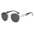 Gafas de sol redondas retro de metal con lentes negras y montura dorada muy elegante - Marco Dorado Lente Negra (907)