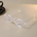 Stylische klare transparente polygonale Brille mit Blaulichtfilter-Gläsern - Transparentes Weiß Anti-Blaulicht