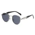 Gafas de sol redondas retro de metal con lentes negras polarizadas y montura plateada - Marco Plateado Lente Negra (907)