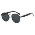 Gafas de sol redondas retro de metal con montura negra y lentes oscuras clásicas - Marco Negro Lente Negra (907)