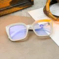 Occhiali quadrati anti-luce blu con montatura beige e lenti piatte per uomo e donna - Kaki