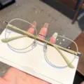 Fashionable matcha green large frame eyeglasses for non-prescription wear and style - Matcha Green - Blue Light Blocking Lens