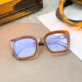 Eleganti occhiali con montatura quadrata marrone e lenti anti-luce blu per ogni giorno - Caffè