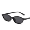 Stylish black oval sunglasses with small frames for women featuring retro chic design - Black Frame / Black Lens