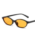 Retro oval sunglasses with black frames and vibrant orange lenses for a trendy look - Black Frame Yellow Lens