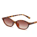 Vintage oval small frame sunglasses for women with tortoiseshell leopard print design - Leopard Frame / Tea Lens