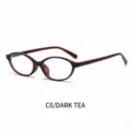 Lunettes minimalistes à petite monture ovale à la mode en couleur thé noir élégant - Monture Thé Foncé Anti-Lumière Bleue