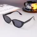 Vintage black cat-eye sunglasses with dark lenses for elegant summer fashion style - Glossy Black Gray Lens