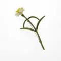 Detailed view of an elegant vintage green enameled carnation brooch with pearl accents - Carnation Design