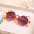 Fashionable children's cat ear sunglasses with orange transparent frames for girls - Red Frame Double Grey Lens