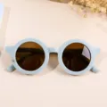 Fashionable round matte light blue sunglasses for kids with UV400 protection and retro design - Blue