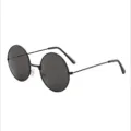 Classic vintage round black sunglasses for kids with durable lightweight metal frame - Black Frame Grey Lens