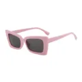 Modische Retro-Sonnenbrille mit quadratischem Rahmen in Pastellrosa. - Rosa Rahmen Graue Linse