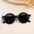 Classic matte black round frame sunglasses for toddlers and kids with UV400 protection - Black Frame