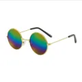 Gafas de sol redondas retro para niños con montura dorada y lentes de arcoíris. - Montura Dorada Lente Multicolor