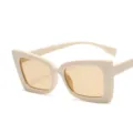 Moderne Retro-Sonnenbrille mit cremefarbenem Rahmen und bernsteinfarbenen Gläsern - Cremeweißer Rahmen / Teebraune Gläser